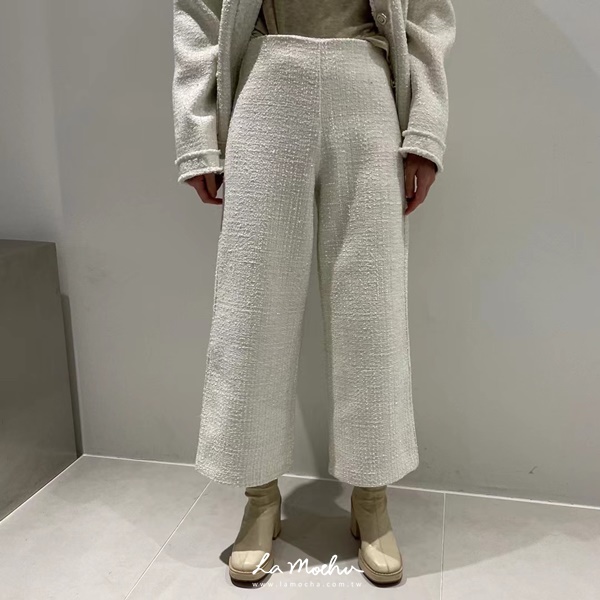 小香風無腰頭八分寬褲